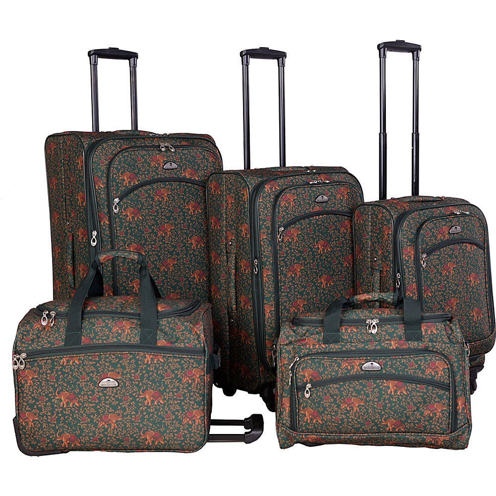 American Flyer Budapest 5 pc Spinners Luggage Set Green American Flyer Luggage Sets