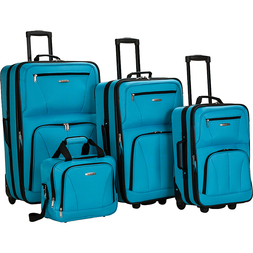 Rockland Luggage Deluxe 4 Piece Luggage Set Turquoise Rockland Luggage Luggage Sets