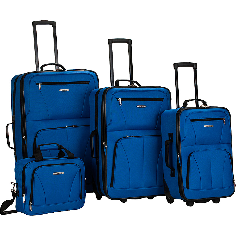Rockland Luggage Deluxe 4 Piece Luggage Set Blue Rockland Luggage Luggage Sets