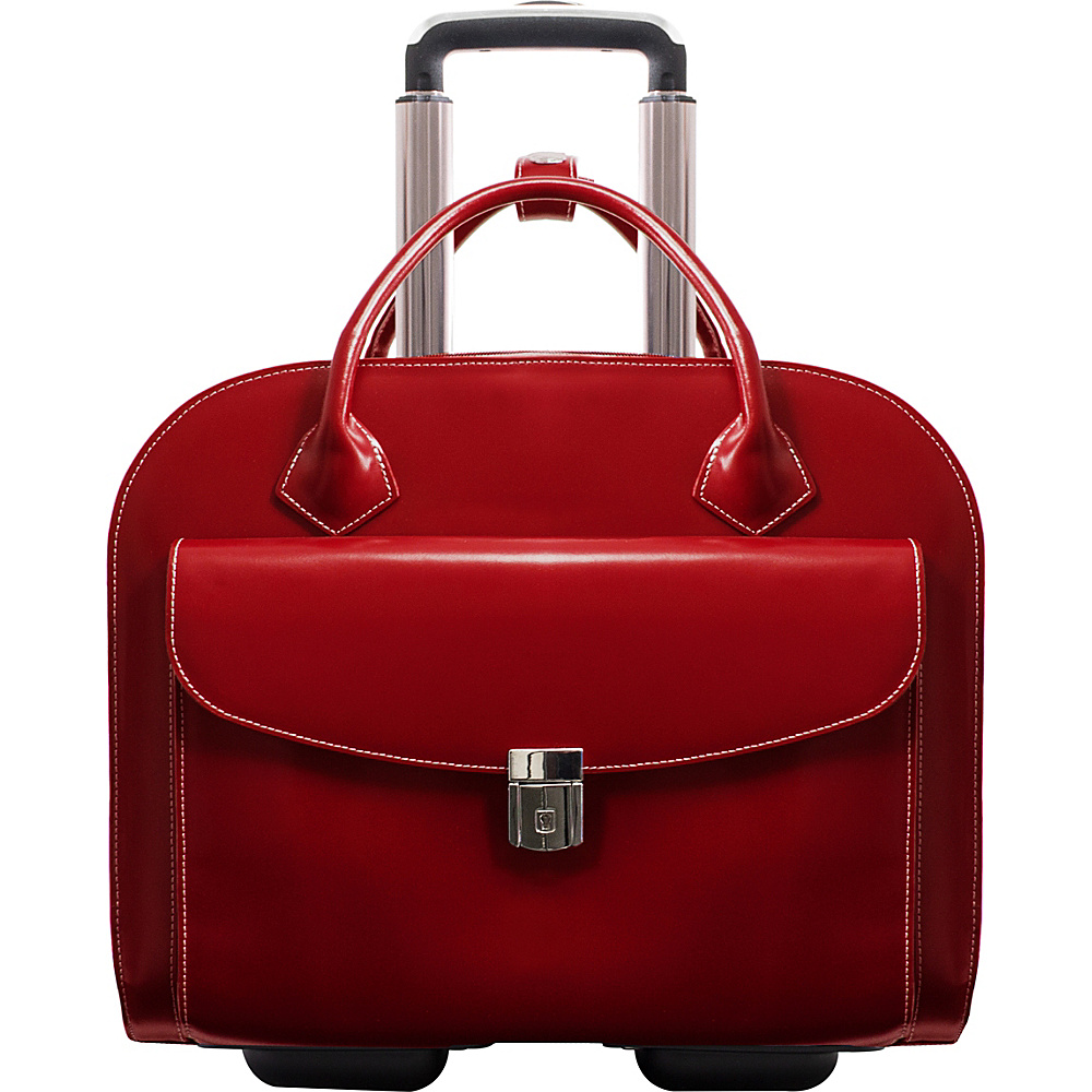 McKlein USA Granville Leather 15.4 Wheeled Ladies Laptop Case Red McKlein USA Wheeled Business Cases