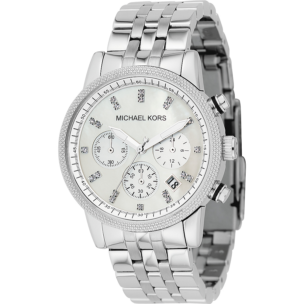 Michael Kors Watches Silver Chronograph with Stones
