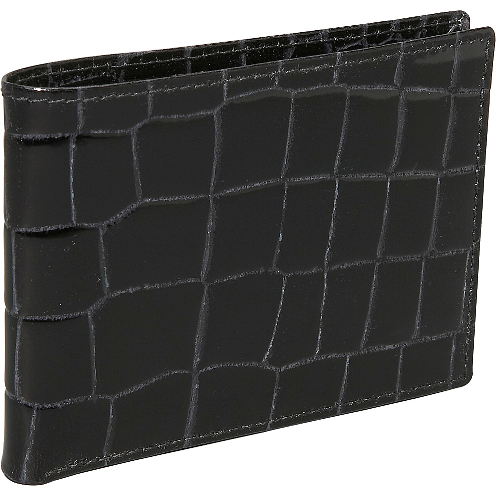 Budd Leather Crocodile Bidente Slim Wallet Black