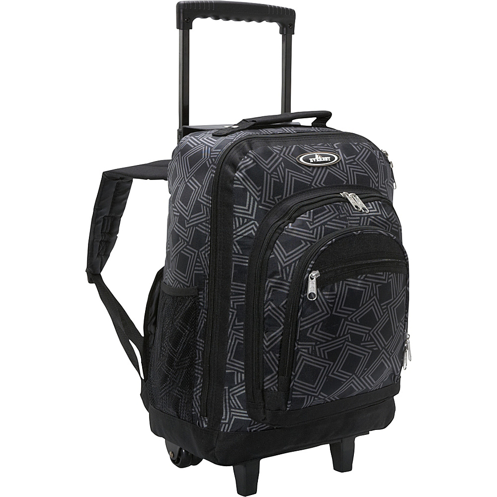 Everest Patterned Wheeled Backpack Gray Black Everest Rolling Backpacks