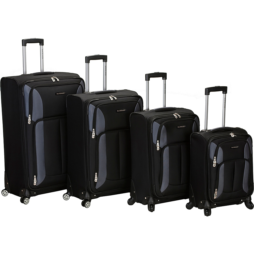 Rockland Luggage 4 Piece Quad Spinner Luggage Set Black Rockland Luggage Luggage Sets