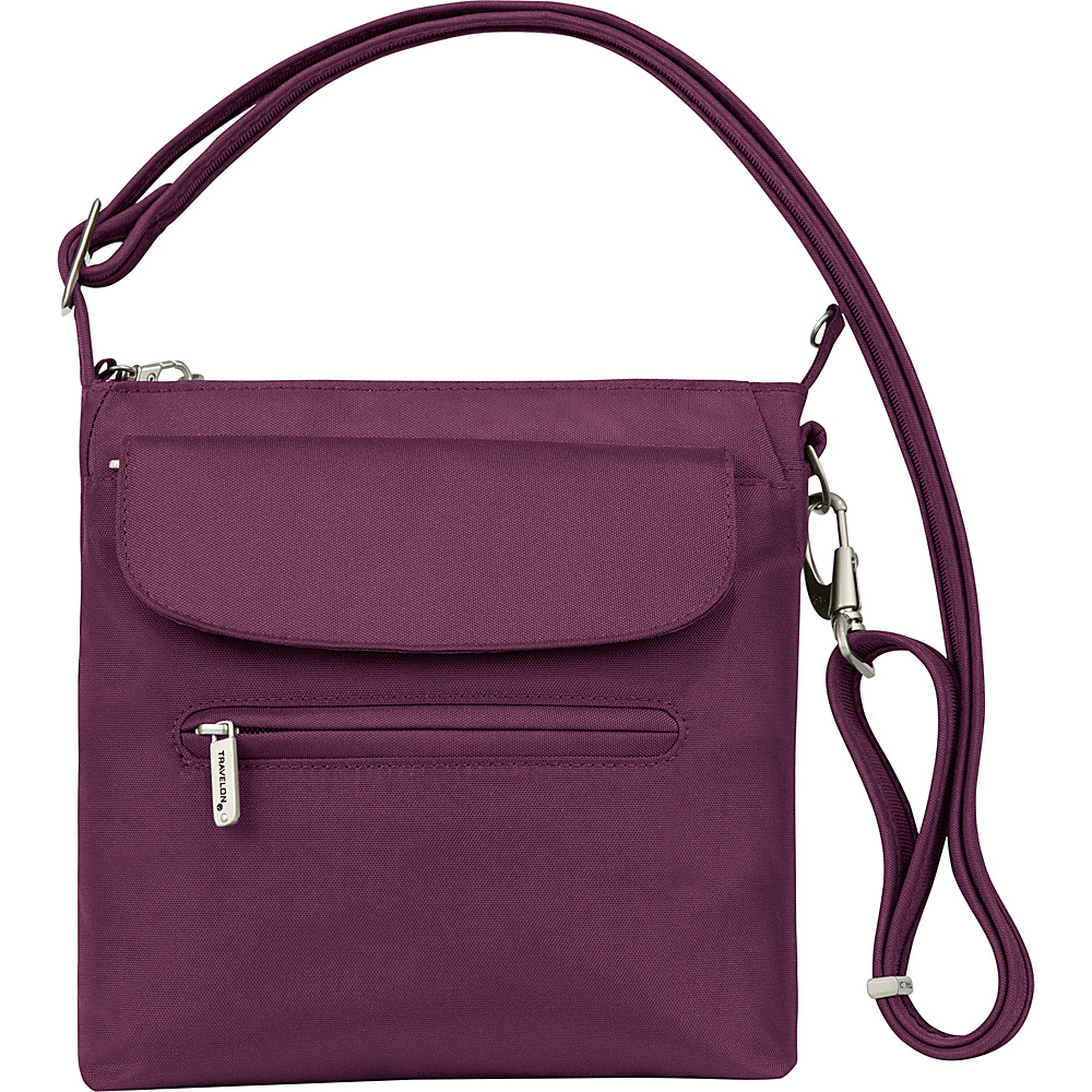 Travelon Anti Theft Classic Mini Shoulder Bag Exclusive Colors Dark Purple Exclusive Color Travelon Fabric Handbags