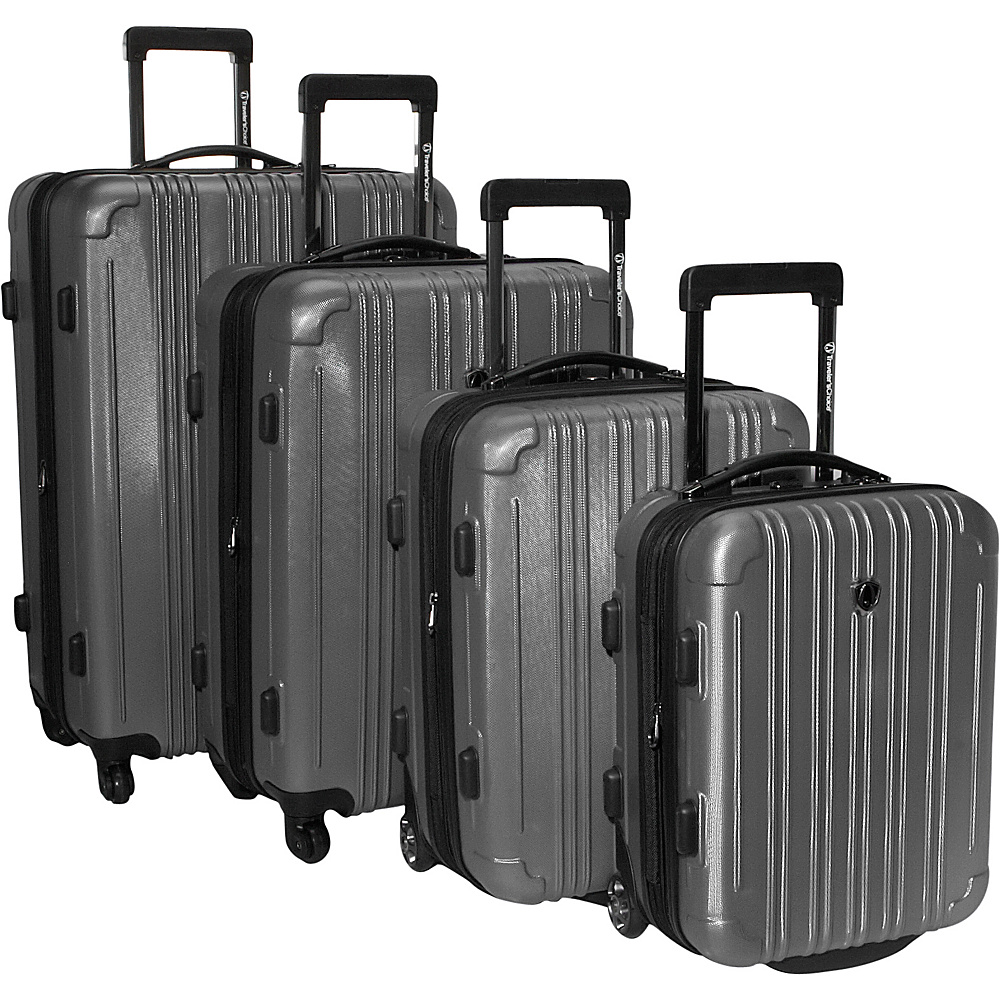 Traveler s Choice New Luxembourg 4 Piece Exp. Hardside Luggage Set Titanium Traveler s Choice Luggage Sets