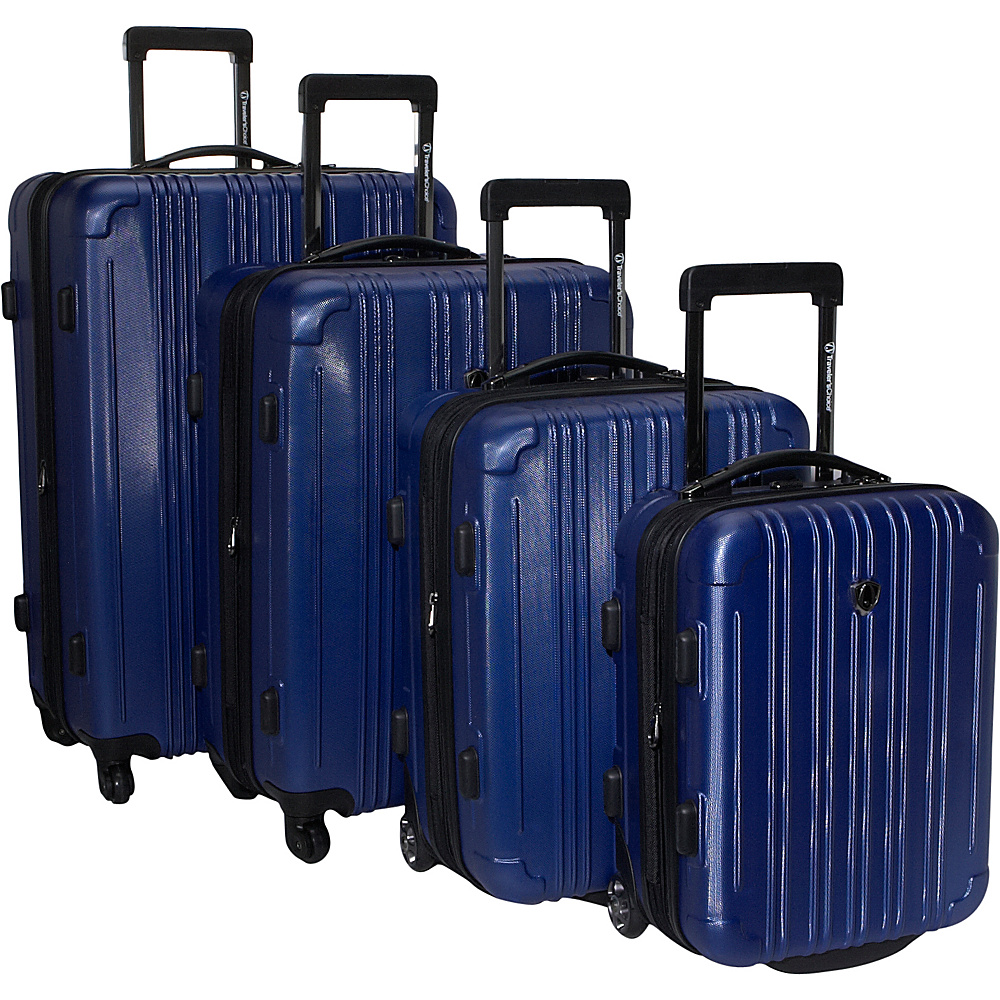 Traveler s Choice New Luxembourg 4 Piece Exp. Hardside Luggage Set Navy Traveler s Choice Luggage Sets