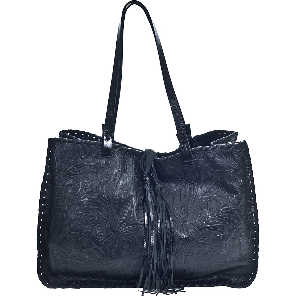 Carla Mancini Signature Tote Black Tooled Carla Mancini Designer Handbags