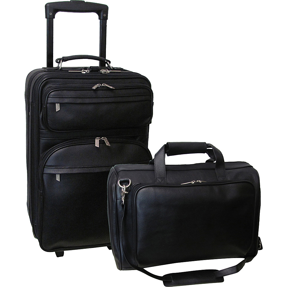 AmeriLeather Leather 2 Pc. Carry-On Set Black - AmeriLeather Luggage Sets