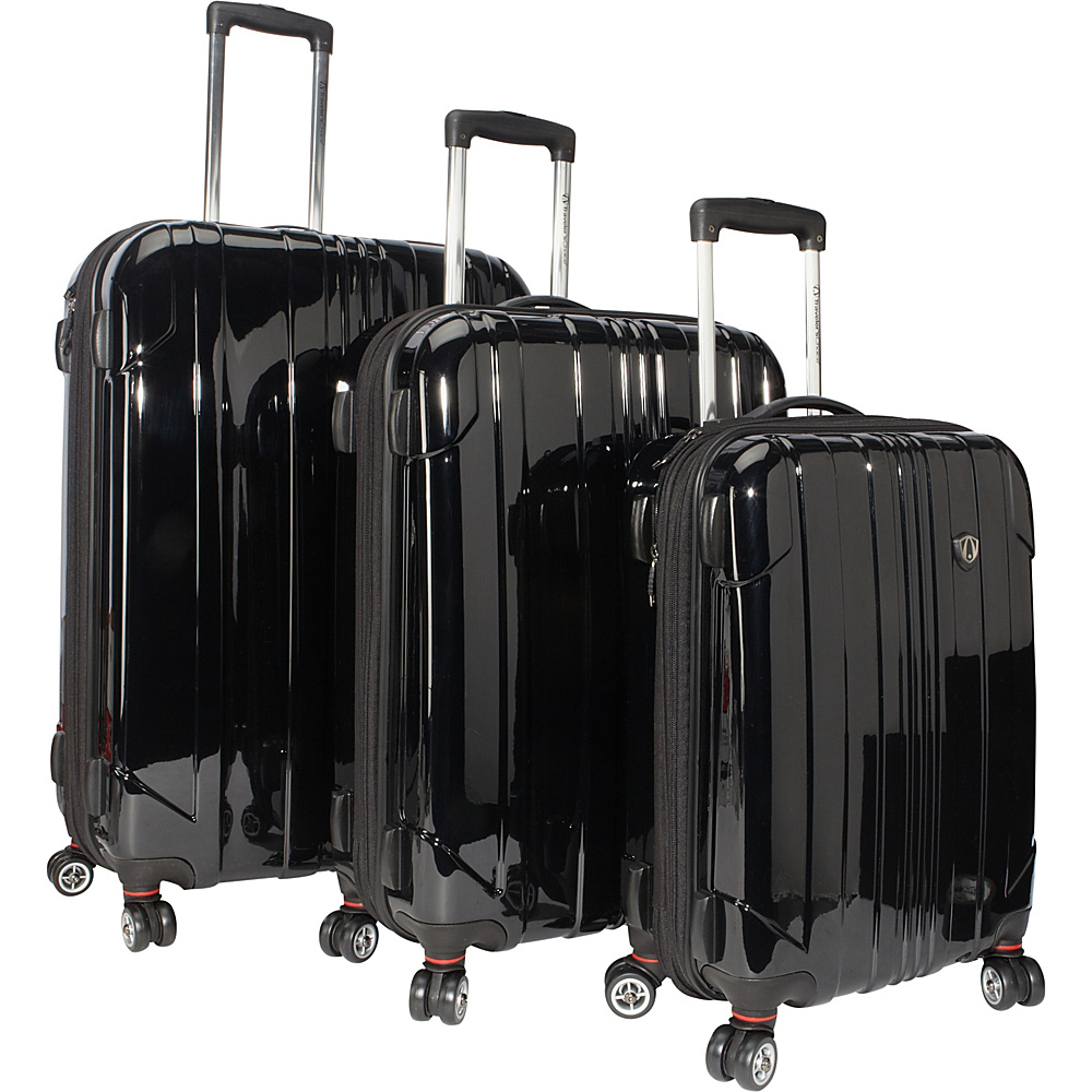 Traveler s Choice Sedona 3 Piece Hardside Spinner Set Black Traveler s Choice Luggage Sets
