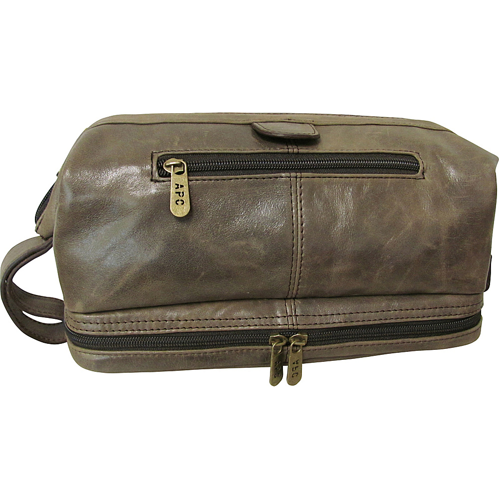 AmeriLeather Leather Toiletry Bag Cromwell Grey AmeriLeather Toiletry Kits