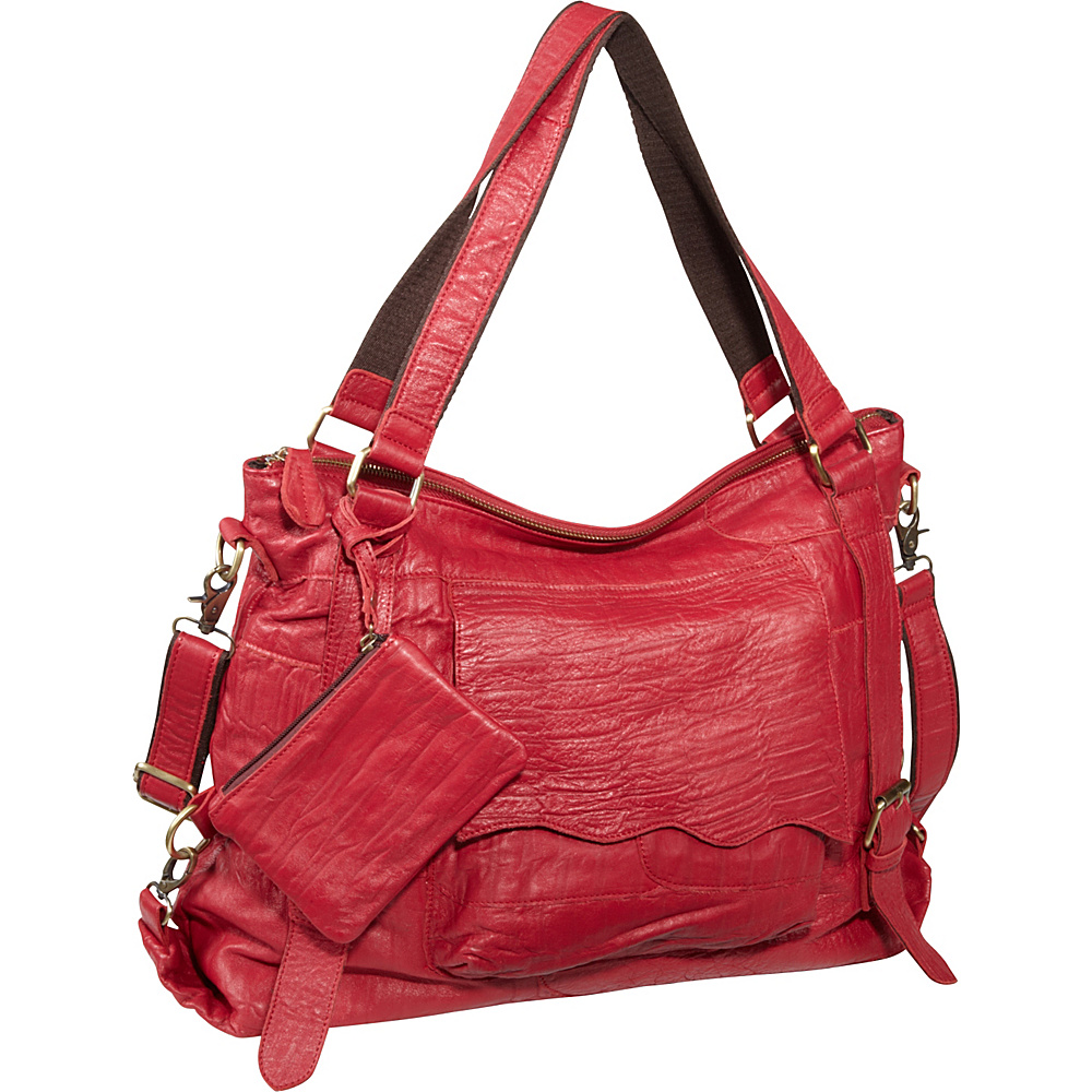 AmeriLeather Jumbo Cosimo Crunched Leather Tote Crunched Red AmeriLeather Leather Handbags