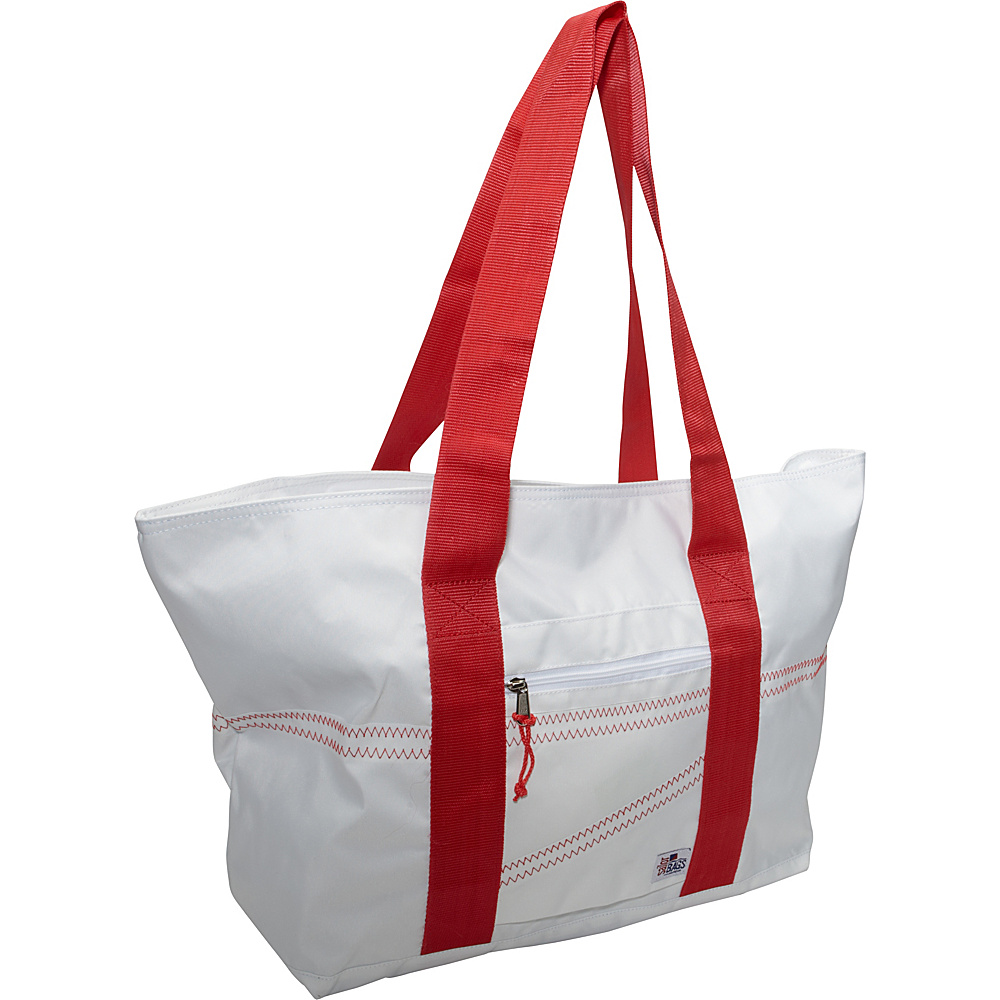 SailorBags Sailcloth Large Tote White with Red Straps SailorBags Fabric Handbags