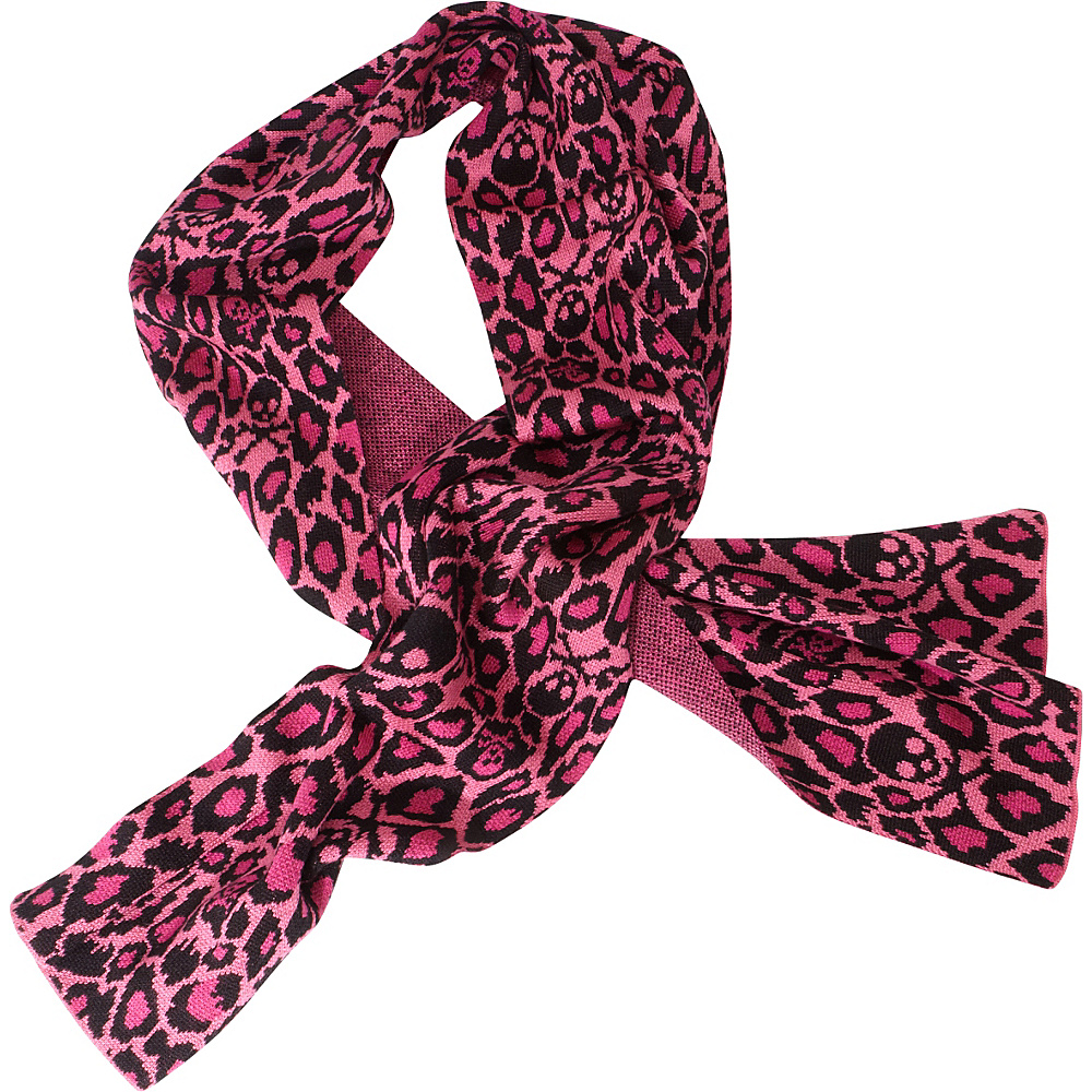 Loungefly Pink Leopard Skull Scarf Pink Black Loungefly Hats Gloves Scarves