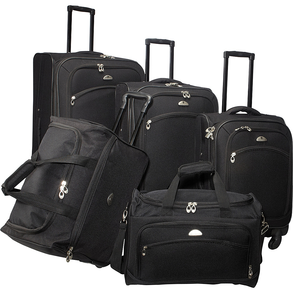 American Flyer South West Collection 5 Piece Luggage Set Black American Flyer Luggage Sets