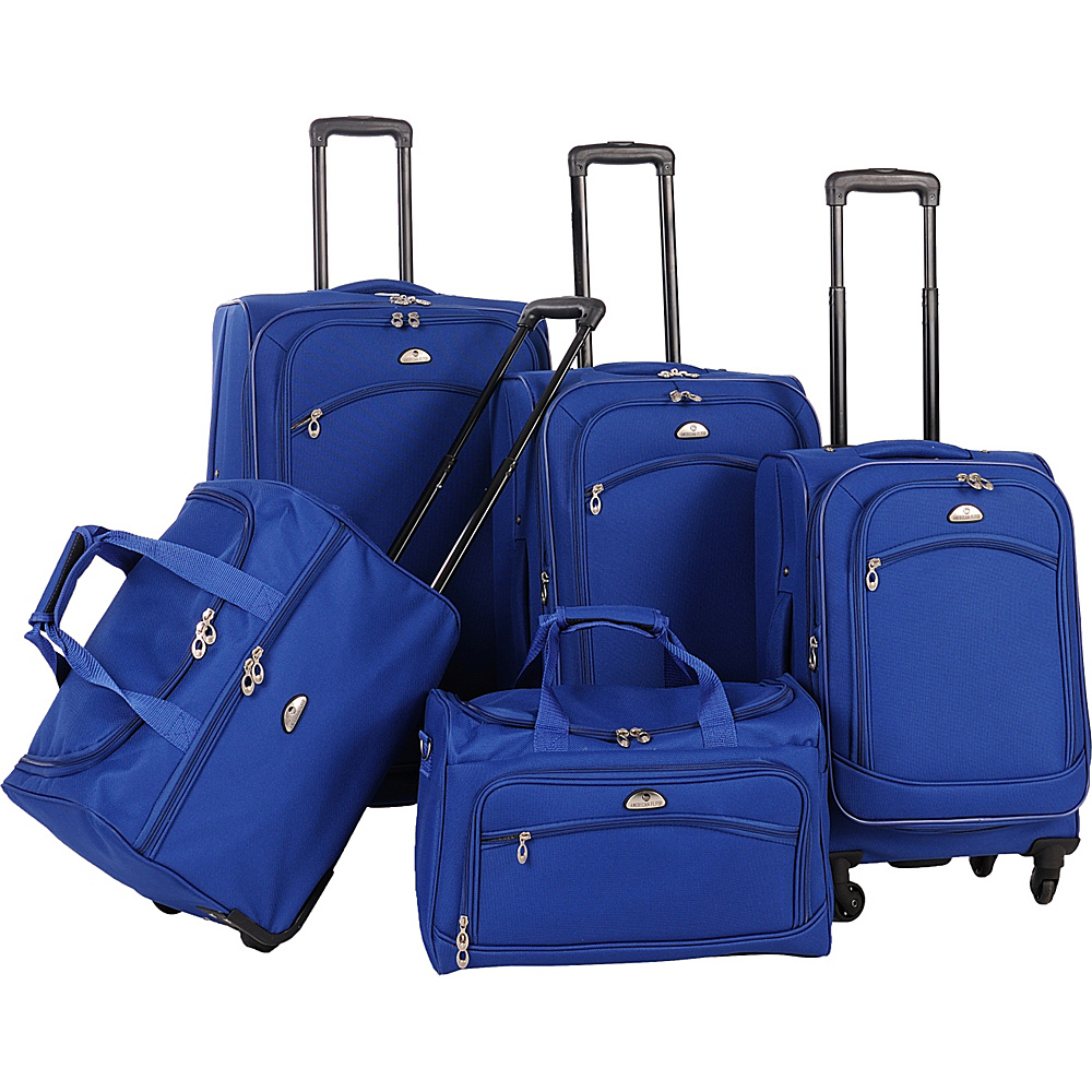 American Flyer South West Collection 5 Piece Luggage Set Cobalt Blue American Flyer Luggage Sets