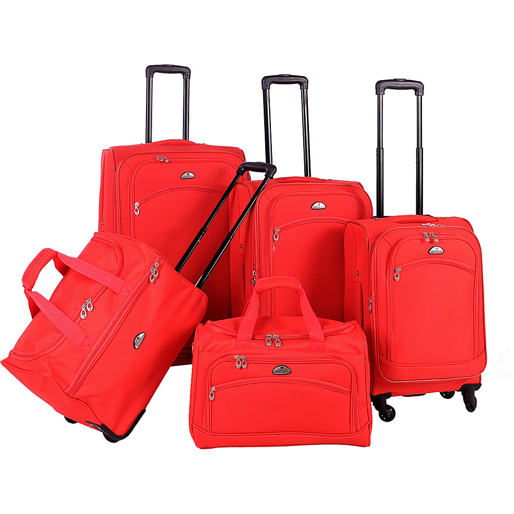 American Flyer South West Collection 5 Piece Luggage Set Red American Flyer Luggage Sets