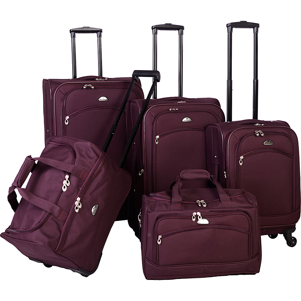 American Flyer South West Collection 5 Piece Luggage Set Wine American Flyer Luggage Sets