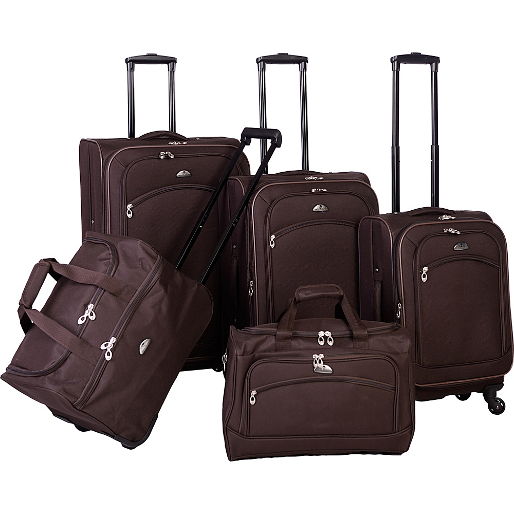 American Flyer South West Collection 5 Piece Luggage Set Brown American Flyer Luggage Sets