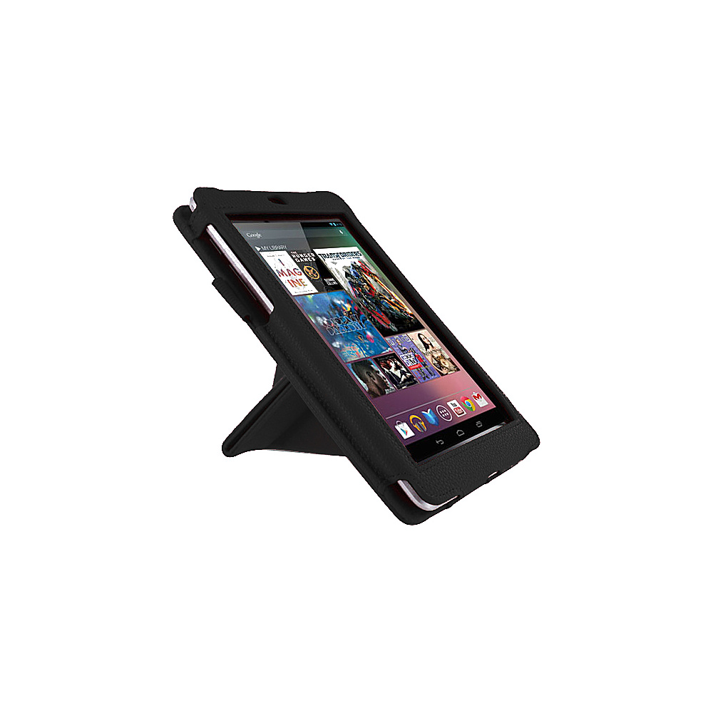 rooCASE Google Nexus 7 Origami Dual View Vegan Leather Case Black rooCASE Electronic Cases