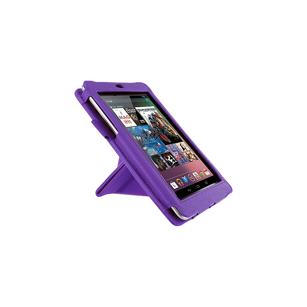 rooCASE Google Nexus 7 Origami Dual View Vegan Leather Case Purple rooCASE Electronic Cases