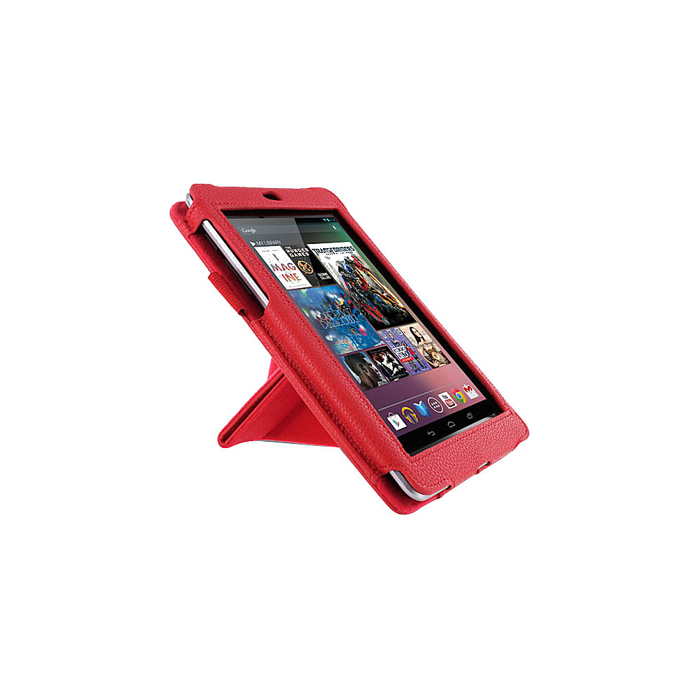 rooCASE Google Nexus 7 Origami Dual View Vegan Leather Case Red rooCASE Electronic Cases