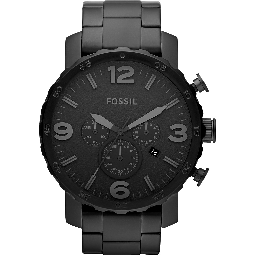 Fossil Nate Brushed Steel Watch Black Fossil Watches
