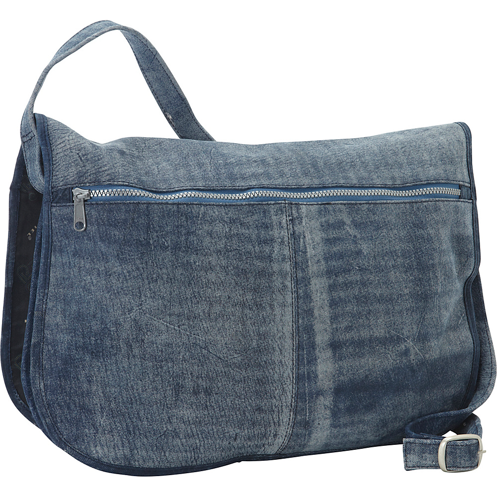 Piel Denim Messenger Portfolio Buckled Bag Denim Blue Piel Messenger Bags