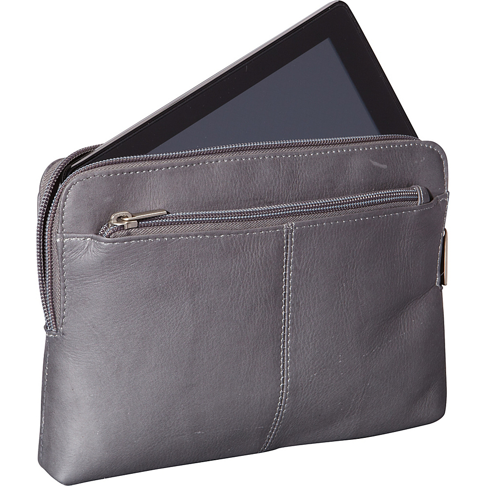 Le Donne Leather iPad Mini 7 E Reader Zip Sleeve Gray Le Donne Leather Electronic Cases