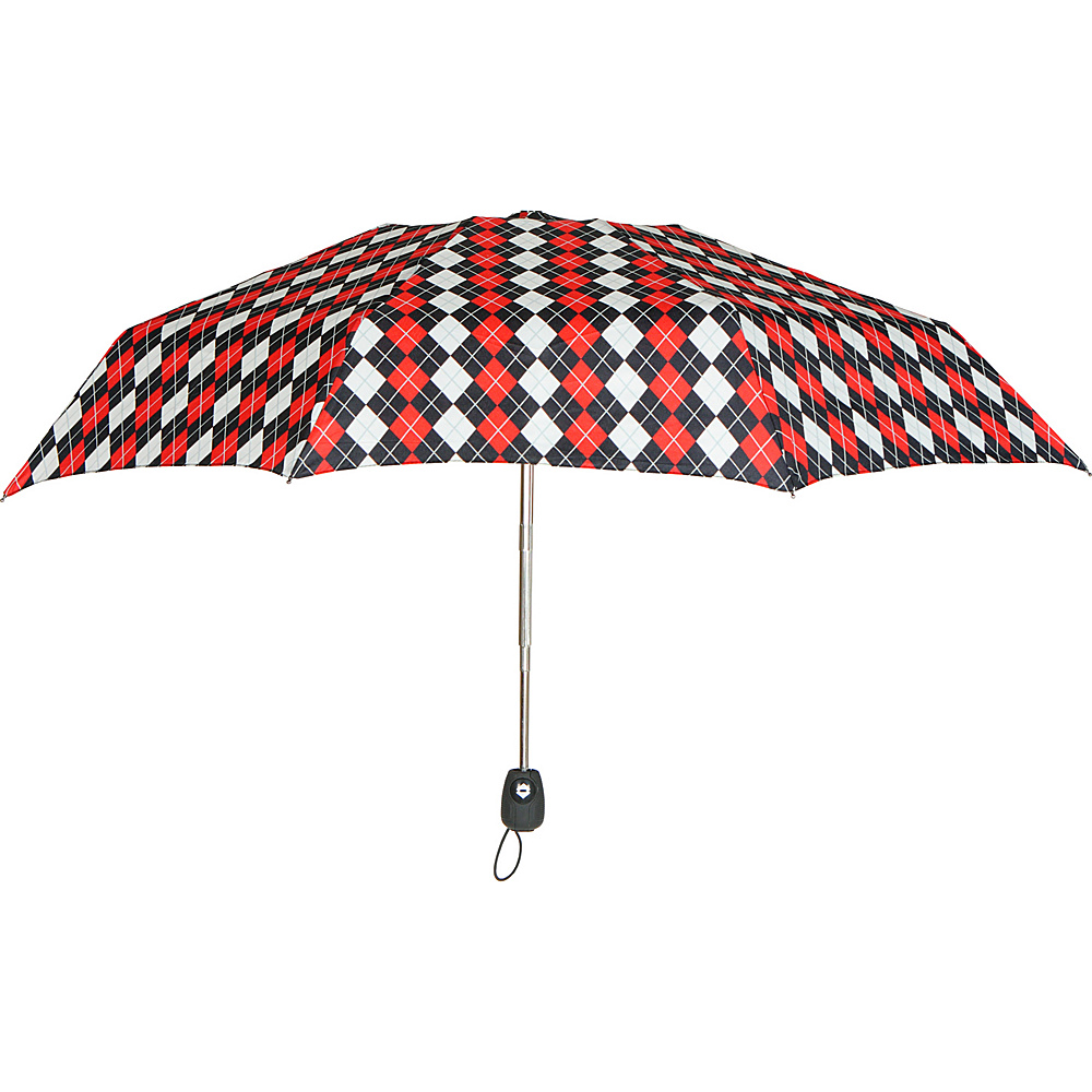 Leighton Umbrellas Francesca red black argyle Leighton Umbrellas Umbrellas and Rain Gear