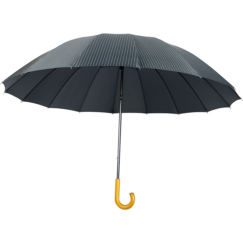 Leighton Umbrellas Doorman black w grey stripes Leighton Umbrellas Umbrellas and Rain Gear