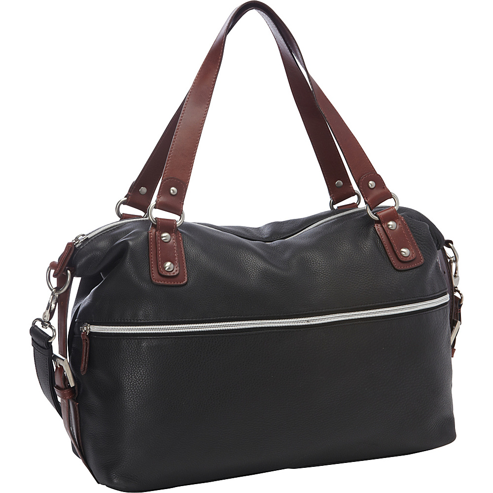 Derek Alexander Large EW Top Zip Flight Bag Black Brandy Derek Alexander Leather Handbags