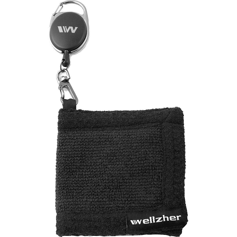 Wellzher Premium Microfiber Retractor Golf ball Towel 4 X 4 Black Wellzher Sports Accessories
