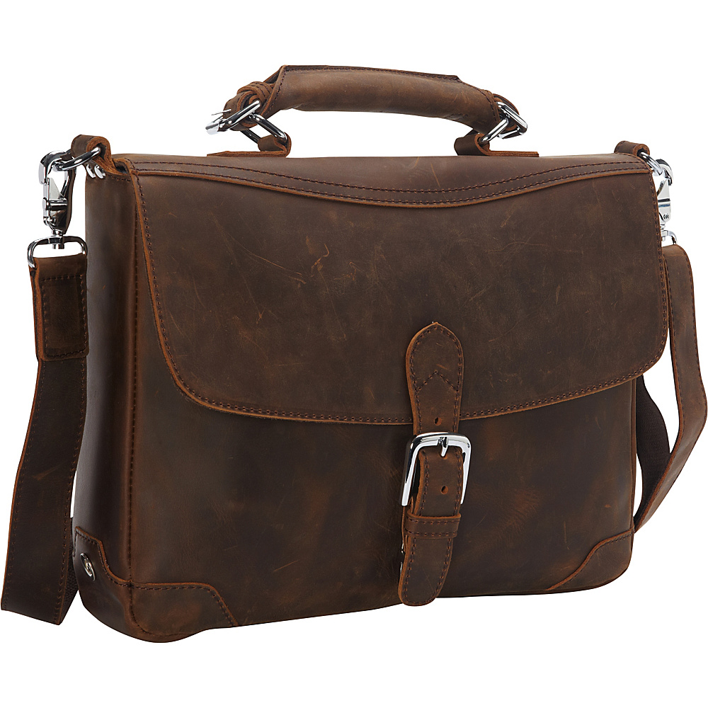 Vagabond Traveler 15 Cowhide Fine Leather Messenger Bag with Clasp Lock Vintage Brown Vagabond Traveler Messenger Bags