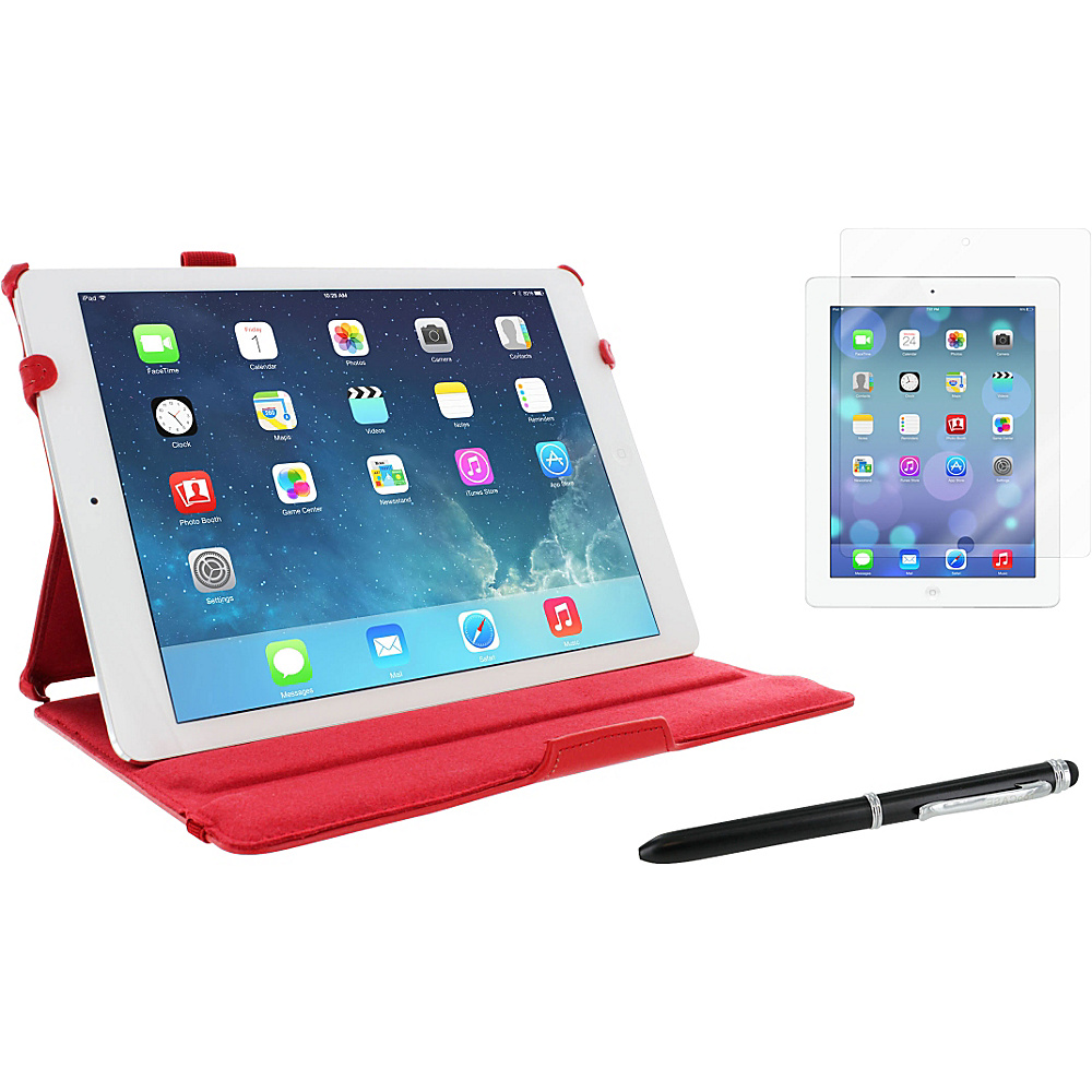 rooCASE iPad Air Dual Station Folio Case 3 in 1 Bundle Red rooCASE Electronic Cases
