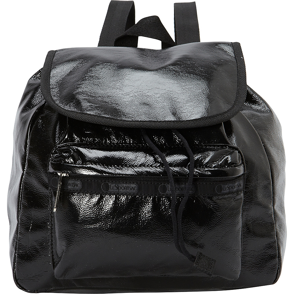 LeSportsac Small Edie Backpack Black Crinkle Patent LeSportsac Fabric Handbags