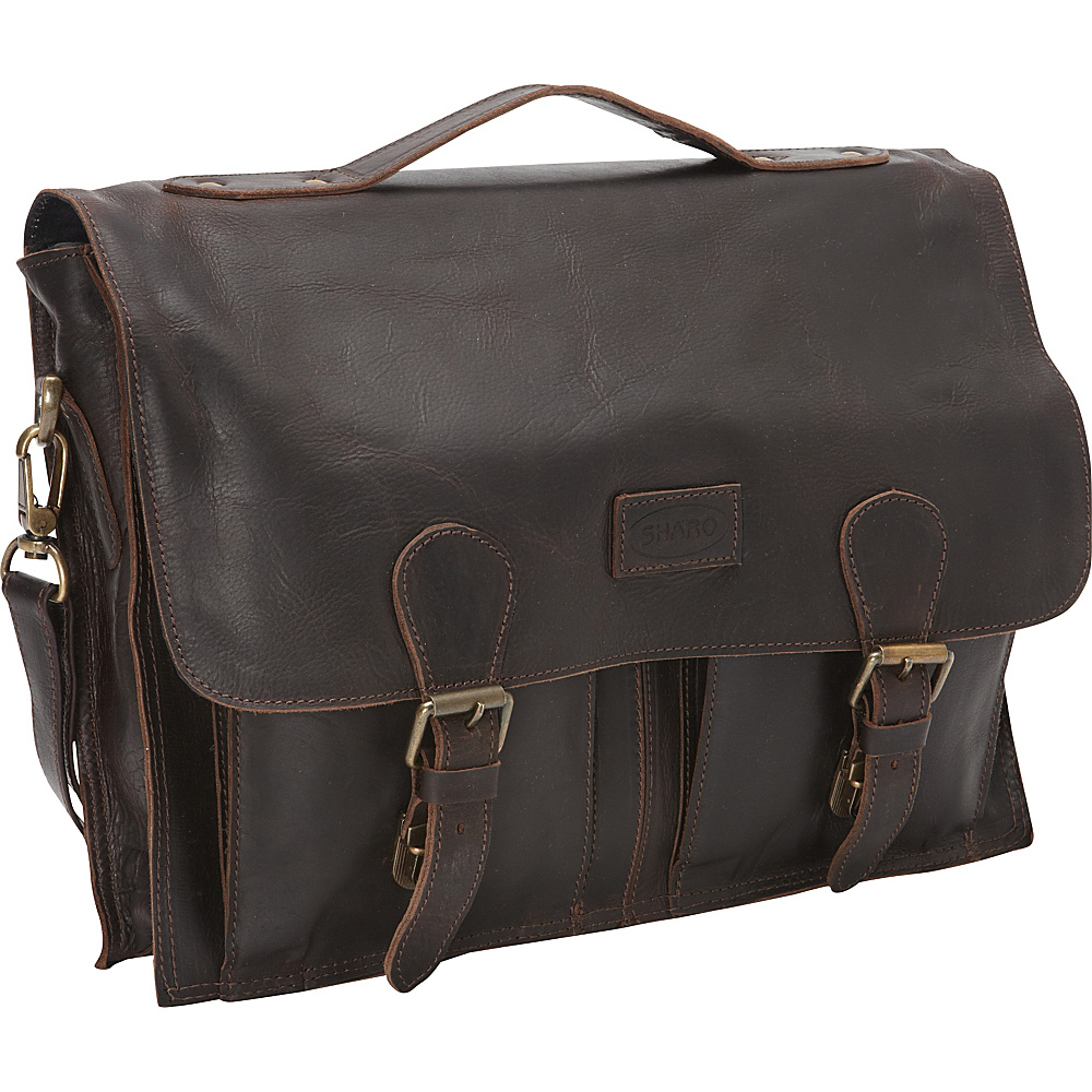 Sharo Leather Bags Soft Leather Laptop Messenger Bag and Brief Dark Chocolate Brown Sharo Leather Bags Messenger Bags