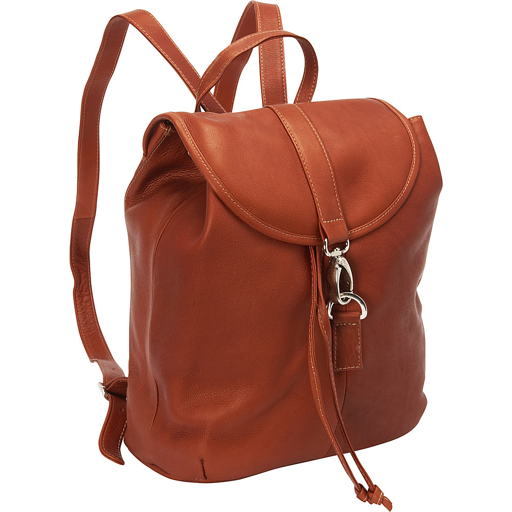 Piel Medium Drawstring Backpack Saddle Piel Leather Handbags
