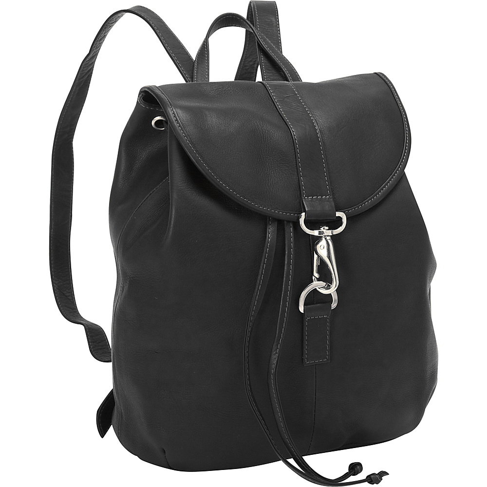Piel Medium Drawstring Backpack Black Piel Leather Handbags