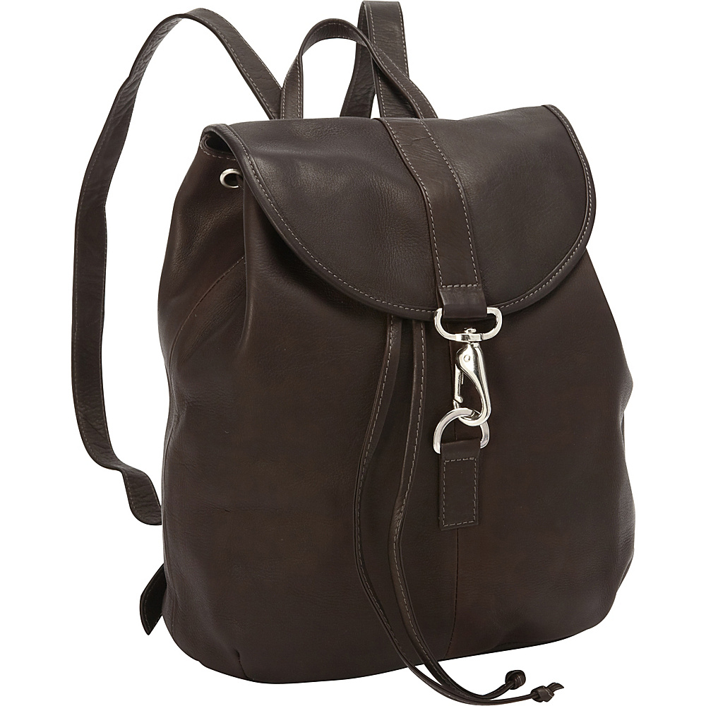 Piel Medium Drawstring Backpack Chocolate Piel Leather Handbags