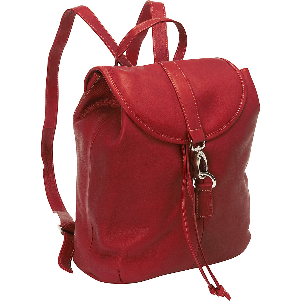 Piel Medium Drawstring Backpack Red Piel Leather Handbags