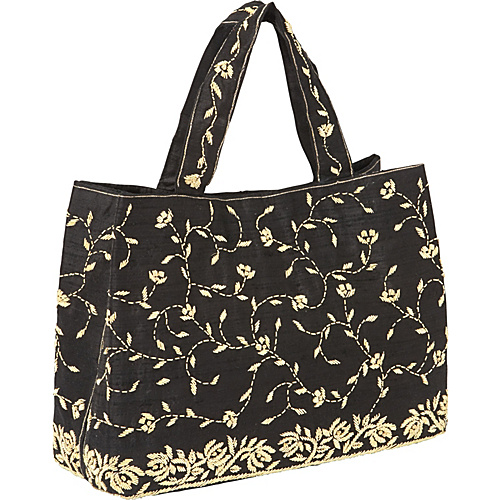 Moyna Handbags Satchel with Embroidery Black - Moyna Handbags Fabric Handbags