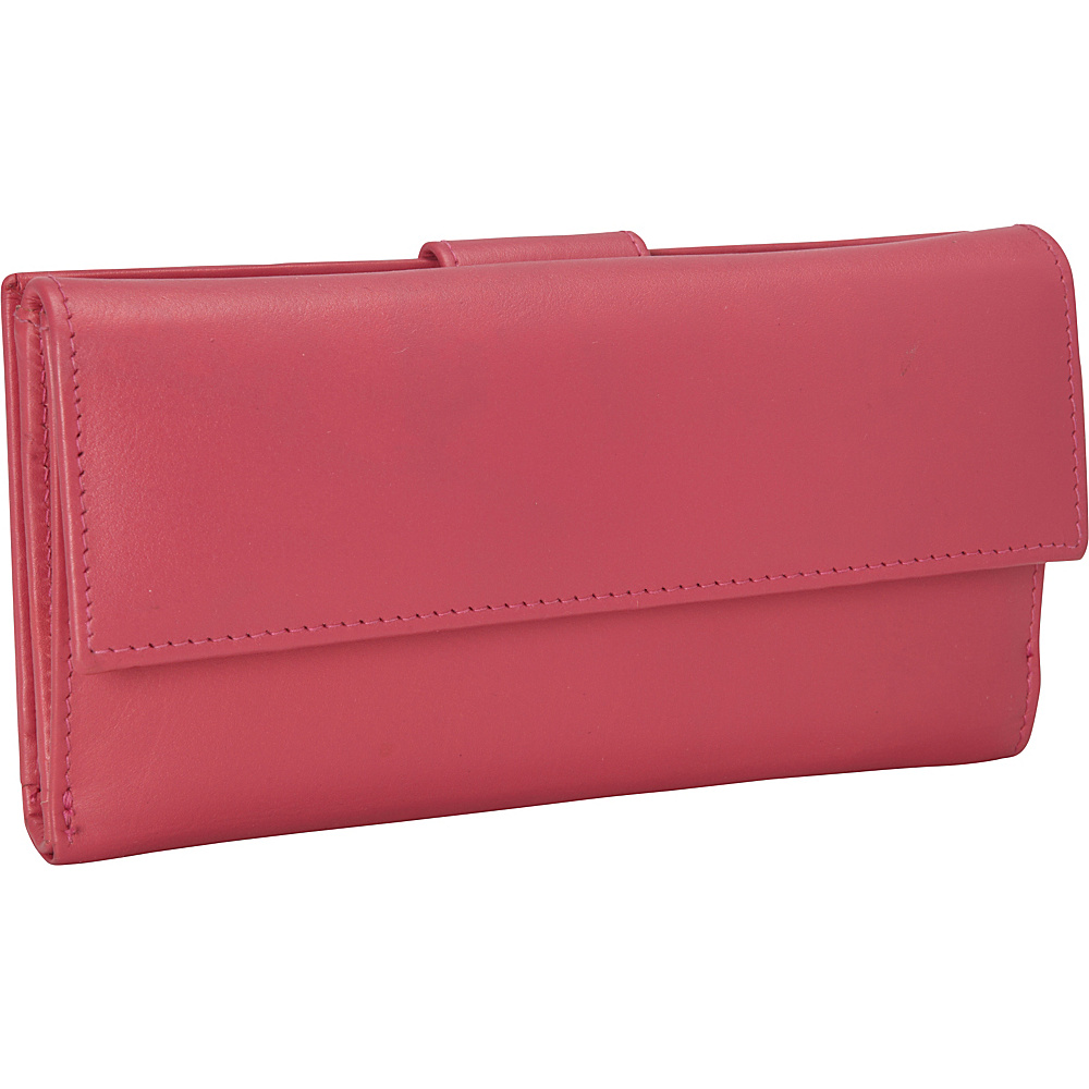 R R Collections Leather Wallet with 1 2 Flap Tab Pink R R Collections Women s Wallets
