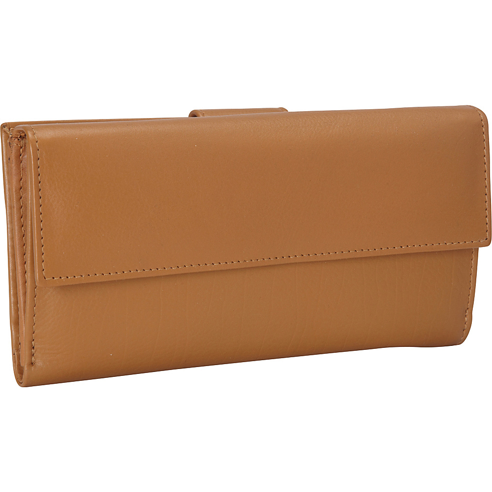 R R Collections Leather Wallet with 1 2 Flap Tab Camel R R Collections Women s Wallets