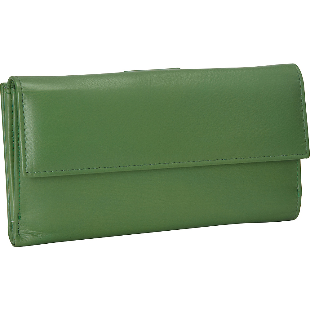 R R Collections Leather Wallet with 1 2 Flap Tab Green R R Collections Women s Wallets
