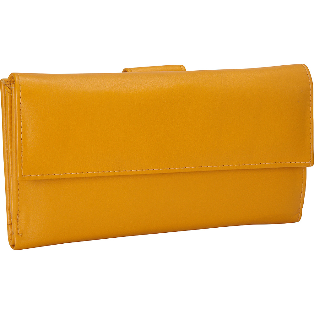 R R Collections Leather Wallet with 1 2 Flap Tab Yellow R R Collections Women s Wallets