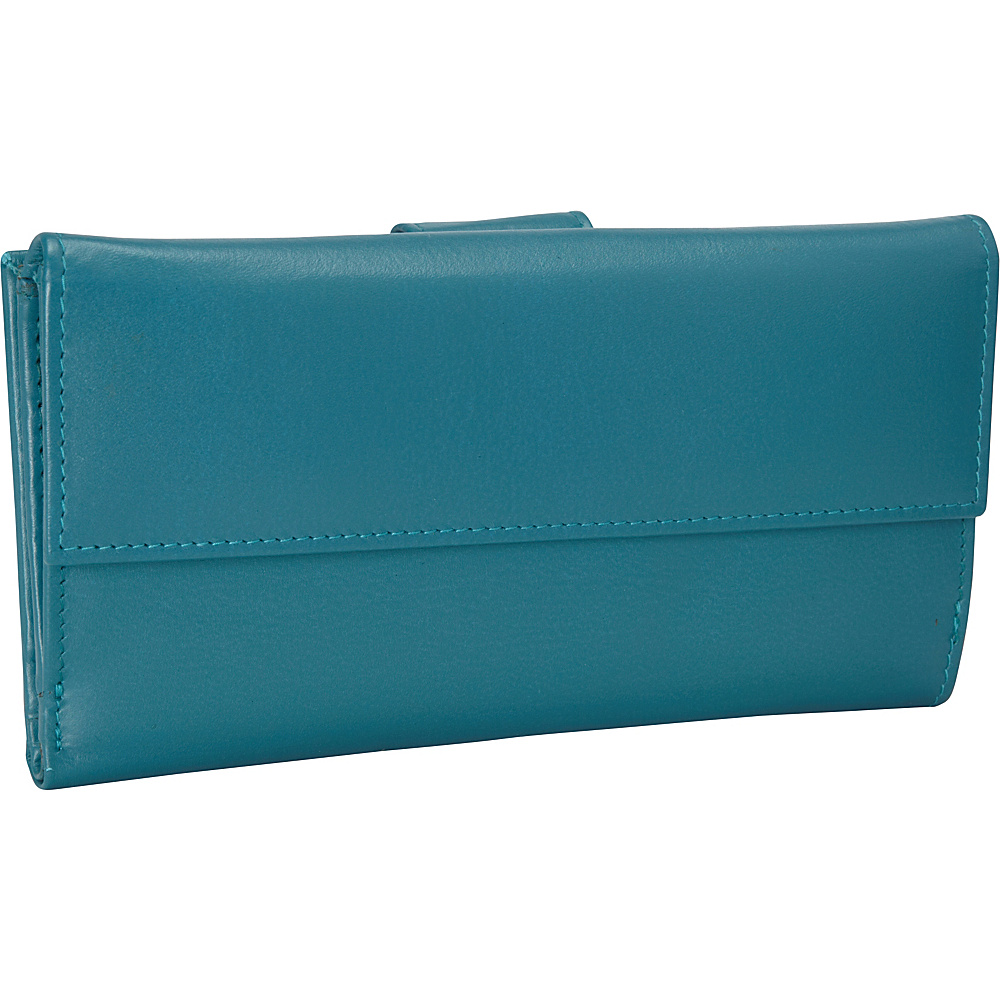 R R Collections Leather Wallet with 1 2 Flap Tab Turquoise R R Collections Women s Wallets