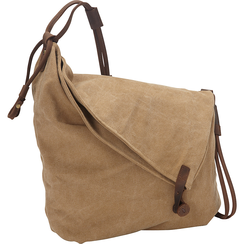 Vagabond Traveler Casual Style Cotton Canvas Cross Body Shoulder Bag Khaki Vagabond Traveler Messenger Bags