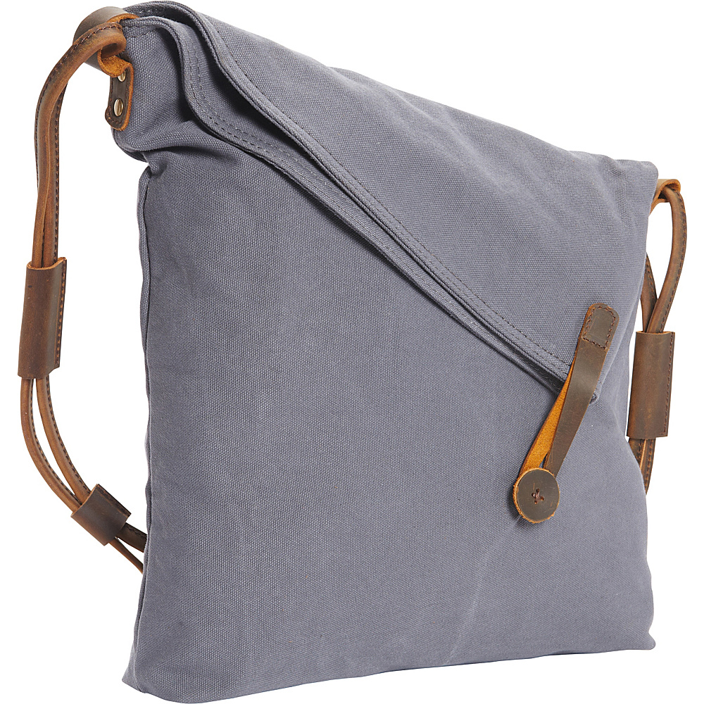 Vagabond Traveler Casual Style Cotton Canvas Cross Body Shoulder Bag Blue Grey Vagabond Traveler Messenger Bags