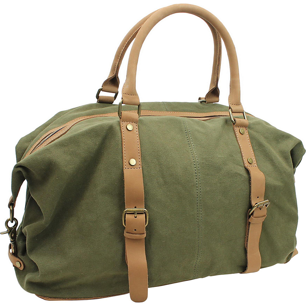 Vagabond Traveler Classic Antique Style Cotton Canvas Medium Duffle Bag Military Green Vagabond Traveler Rolling Duffels